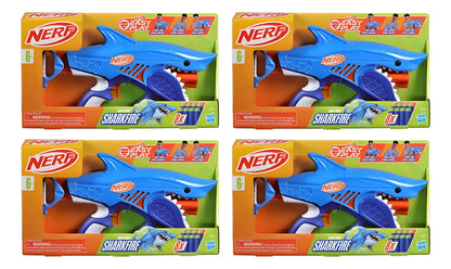 Nerf Wild Sharkfire Easy 8 Dardos Pack 4 Pistolas Hasbro Azul