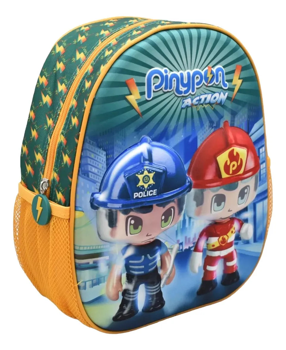 Mochila Pinypon Action Kit 4pz #4 Primaria 15982 Famosa Verde Etampado