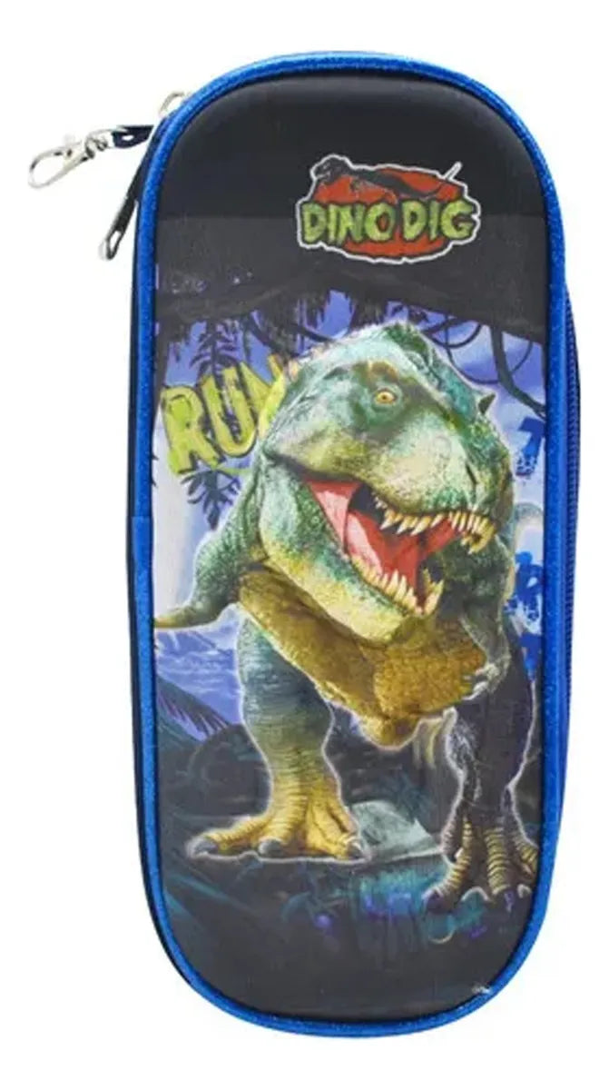 Mochila Lonchera Lapicera Dino Dig 3d Azul Primaria Azul Marino 3d