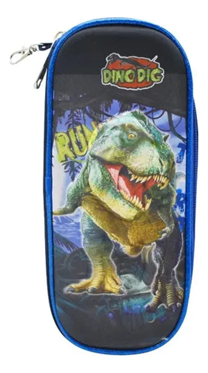 Mochila Lonchera Lapicera Dino Dig 3d Azul Primaria Azul Marino 3d