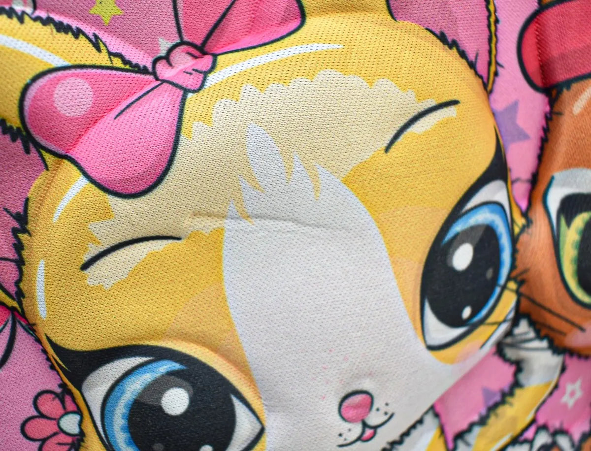 Mochila Gatos Con Flores Kit 3pz Primaria Con Detalle Rosa Impresion 3d
