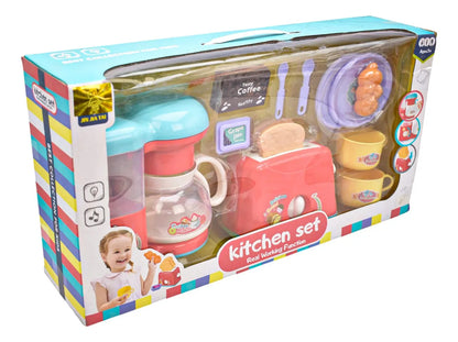 Juego De Cocina Juguete 14 Piezas Luz Y Sonido 7908 Cf Rosa