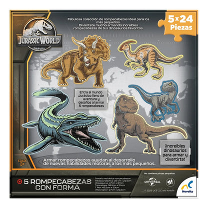 Jurassic World 5 Rompecabezas Con Forma 120 Pz Novelty