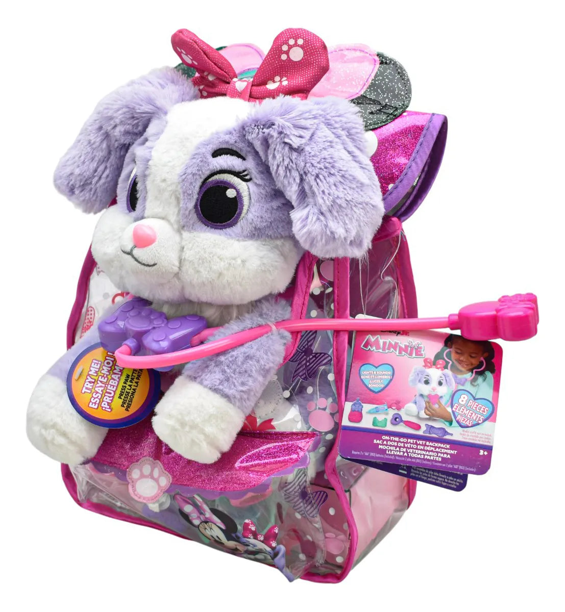 Disney Minnie Peluche Cream Puff Set Veterinario Just Play Lila