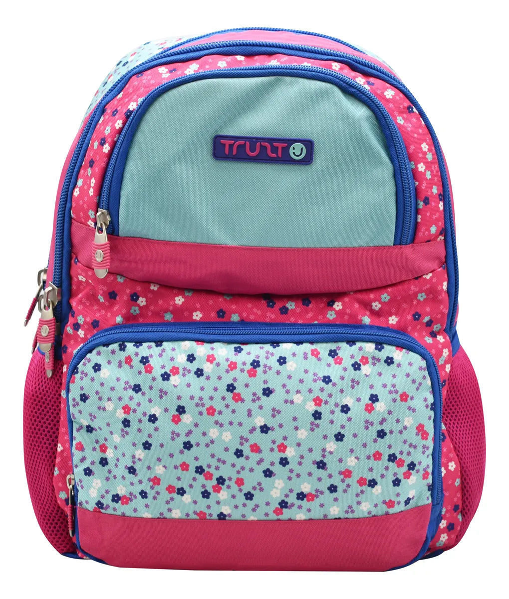Truzt My Lifestyle Floral Backpack with Laptop Compartment, Pink Print, Primary School 120218 Ruz Pink Print