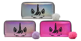 Monedero Mujer Pack 3 Piezas Estampado Unicornio Lluvia Rosa Plateado Poliéster