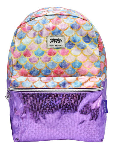 Mochila Escamas De Sirena Lisa Primaria Violeta Miko Club Violeta Liso