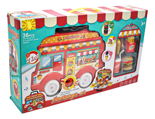 Maletin De Comida Rapida Hamburger Set 2 En 1 Rojo 689-26