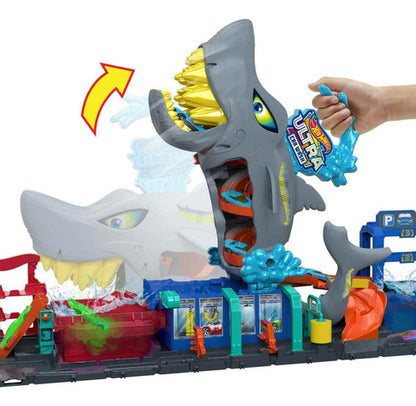 Pista Hot Wheels Mega Rapid Shark Wash City juguete color mate aventura agua diversión segura