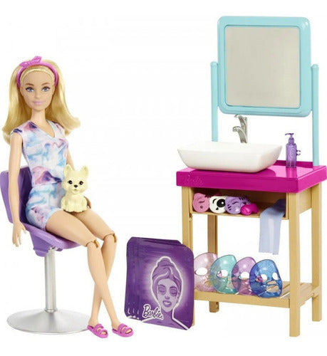 Barbie Spa Mascarilla Brillante Rubia Con Mascota Mattel