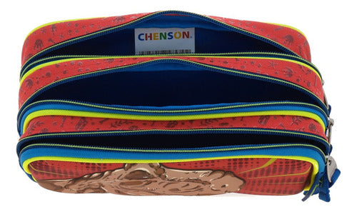 Mochila Lonchera Y Lapicera Dino Land T Rex Kinder Chenson Rojo Impresion 3d