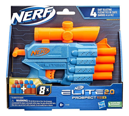 Nerf Elite 2.0 Prospect Qs-4 8 Dardos Pack 6 Piezas Hasbro Azul