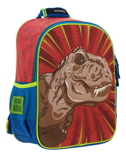 Mochila Lonchera Y Lapicera Dino Land T Rex Kinder Chenson Rojo Impresion 3d