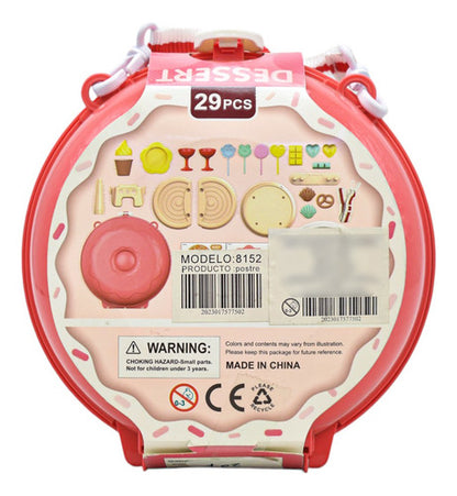 Juego De Postres Con Estuche De Dona 2 En 1 Dessert 8152 Rosa Chicle