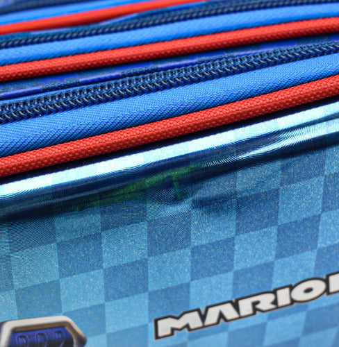 Lapicera Mariokart Tornasol 3 Cierres Chenson Con Detalle Azul Tornasol