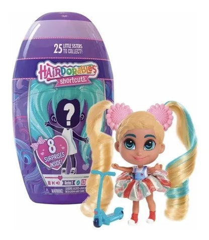 Muñeca Hairdorables Shortcuts 16cm Articulada Con 8 Sorpresas Incluidas