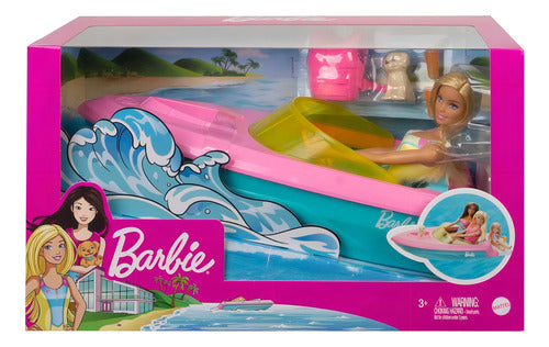 Barbie Lancha con Muñeca 21.6 cm y Accesorios - Mattel 2023