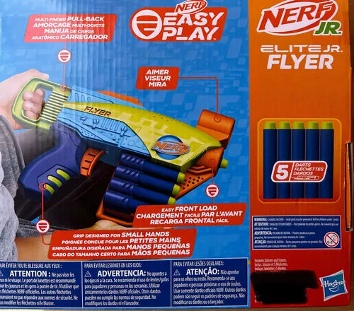 Pistola Nerf Elite Jr Flyer 5 Dardos Easy Play De Mano Color Multicolor