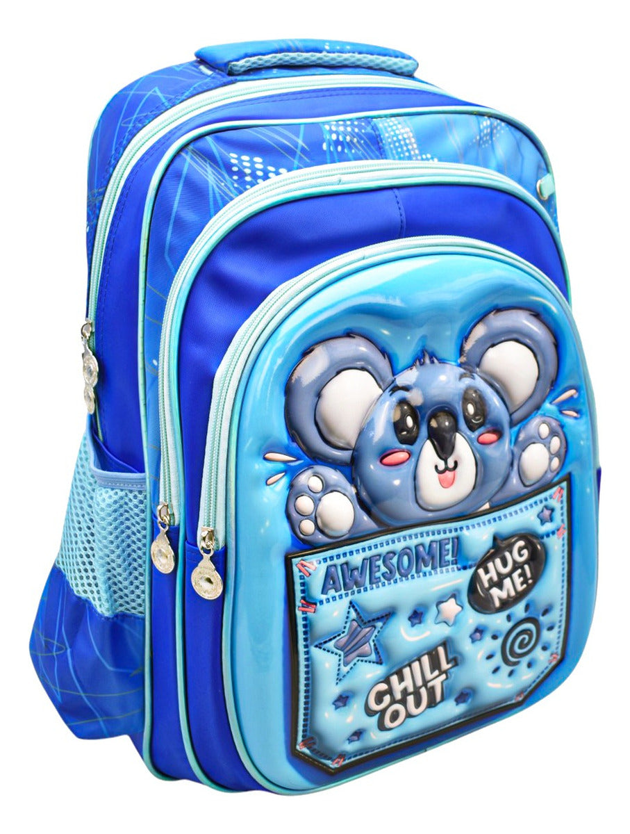 Mochila Koala Kit 3pz Primaria Ll24bpp531 Detalle Azul 3d