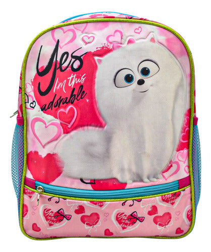 Mochila Mascotas Gidget Relieve Kinder 155370 Original Ruz Con Detalle Rosa Chicle Liso