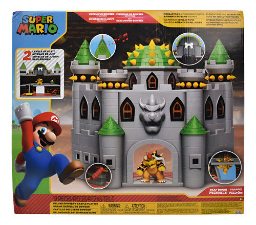 Super Mario Castillo Deluxe De Bowser Jakks Pacific Cf Gris