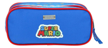 Mochila Y Lapicera Super Mario Here We Go Primaria Chenson Azul Estampado. Tornasol
