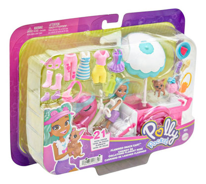 Polly Pocket Fiesta Disco Y Carrito Snacks Flamingo Mattel Multicolor