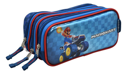Lapicera Mariokart Tornasol 3 Cierres Chenson Con Detalle Azul Tornasol