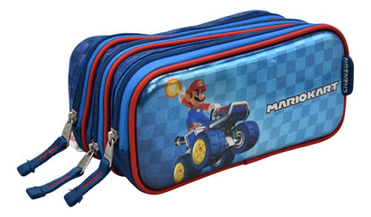Lapicera Mariokart Tornasol 3 Cierres Chenson Con Detalle Azul Tornasol