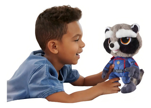 Peluche Electrónico De Rocket Guardianes De La Galaxia Color Azul