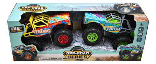 Maniac Off Road Series Set 2 Vehiculos 15cm Hj900g Strong Rojo/azul