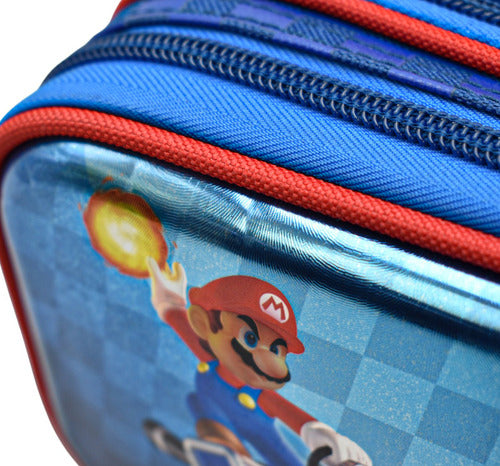 Lapicera Mariokart Tornasol 3 Cierres Chenson Con Detalle Azul Tornasol