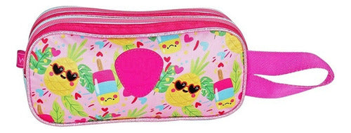 Mochila Lonchera Lapicera Piña Lentejuela Reversible Wilys Rosa
