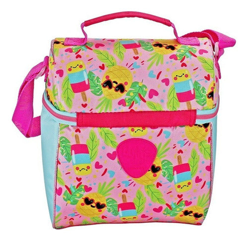 Mochila Lonchera Lapicera Piña Lentejuela Reversible Wilys Rosa