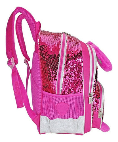 Mochila Primaria Conejo Lentejuela Reverisble Wilys Wt387 Rosa Chicle