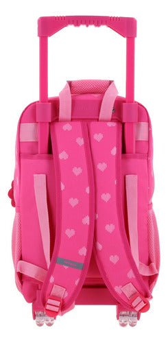 Mochila Ruedas Morral Lonchera Lapicera Happy Girl Primaria Rosa Estampado, Relieve