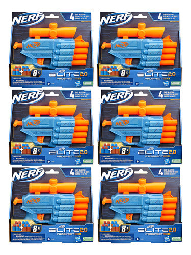 Nerf Elite 2.0 Prospect Qs-4 8 Dardos Pack 6 Piezas Hasbro Azul