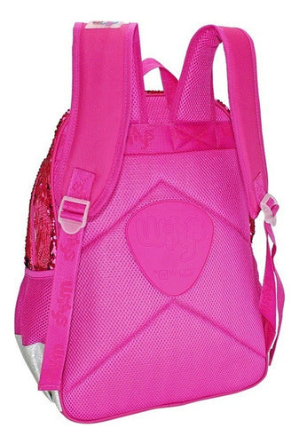 Mochila Primaria Conejo Lentejuela Reverisble Wilys Wt387 Rosa Chicle