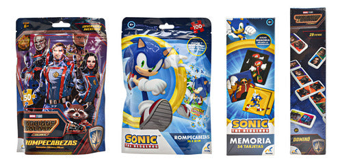 Sonic Y Marvel Pack Rompecabezas Domino Y Memoria Novelty