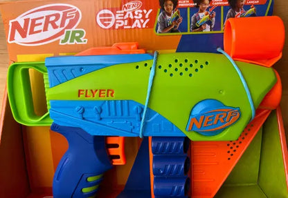 Pistola Nerf Elite Jr Flyer 5 Dardos Easy Play De Mano Color Multicolor