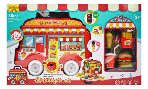Maletin De Comida Rapida Hamburger Set 2 En 1 Rojo 689-26