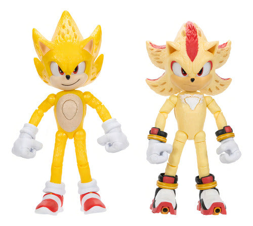 Figuras Sonic 3 Super Sonic + Super Shadow Con Luz