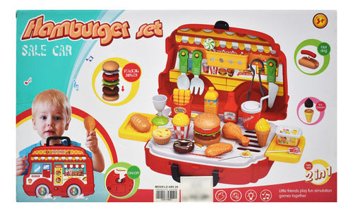 Maletin De Comida Rapida Hamburger Set 2 En 1 Rojo 689-26