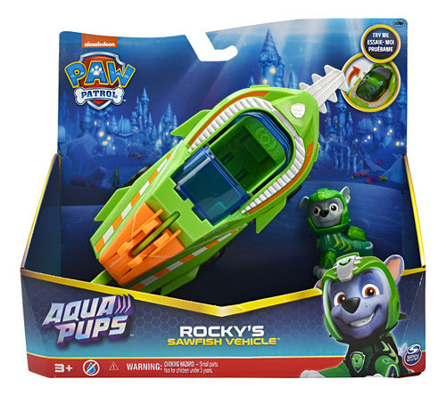 Paw Patrol Rocky Sawfish Vehicle Aqua Pups Spin Master Verde