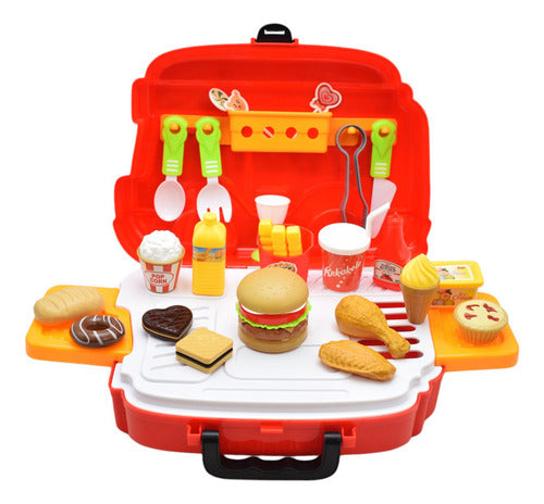 Maletin De Comida Rapida Hamburger Set 2 En 1 Rojo 689-26