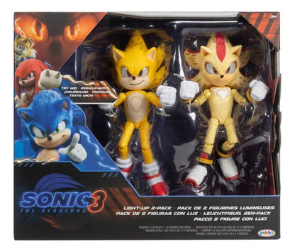 Figuras Sonic 3 Super Sonic + Super Shadow Con Luz