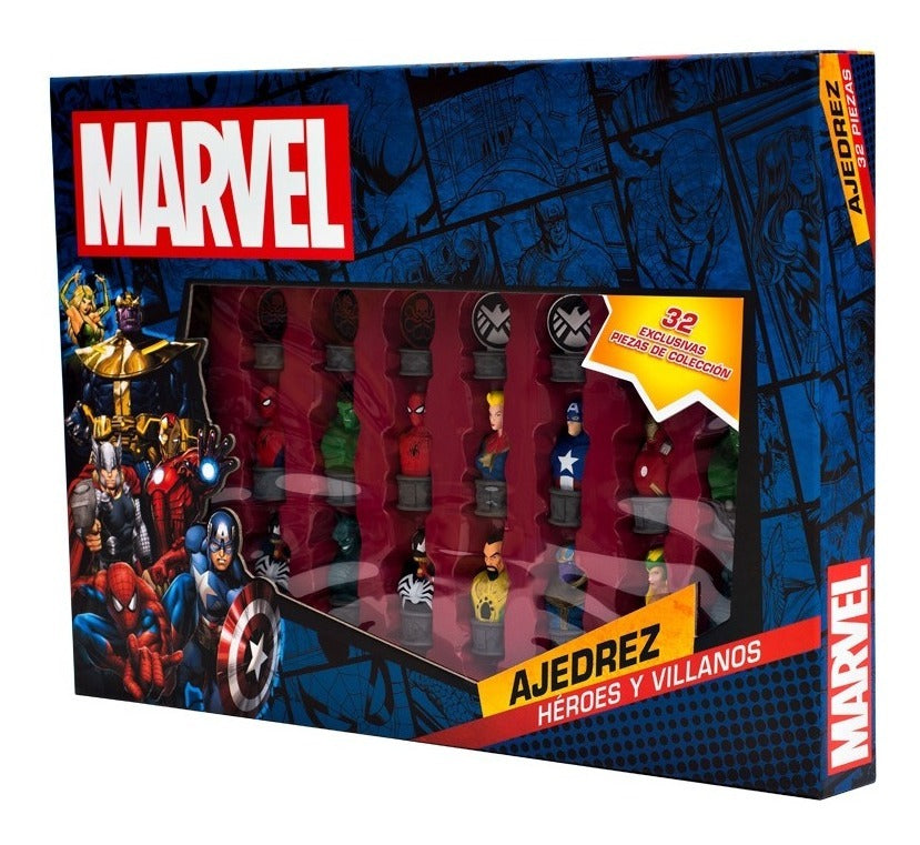 Ajedrez Novelty Marvel Coleccionable 32 Piezas 3d Estrategia