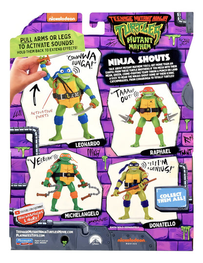 Figura Articulada Leonardo Tortugas Ninja Mutant Mayhem Con Sonido y Espadas