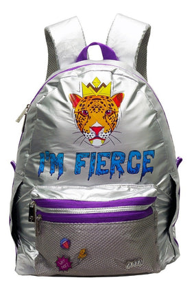 Mochila Polinesios I’m Fierce Original Nueva Color Gris Diseño de la tela Poliéster