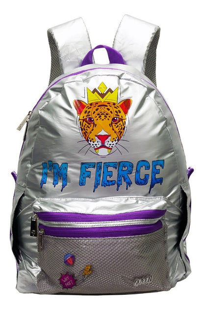 Mochila Polinesios I’m Fierce Original Nueva Color Gris Diseño de la tela Poliéster